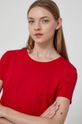 czerwony T-shirt damski z bawełny organicznej czerwony