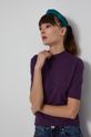 fioletowy T-shirt damski z golfem z bawełny organicznej fioletowy