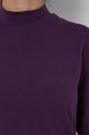 T-shirt damski z golfem z bawełny organicznej fioletowy Damski