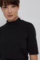 czarny T-shirt damski z golfem z bawełny organicznej czarny
