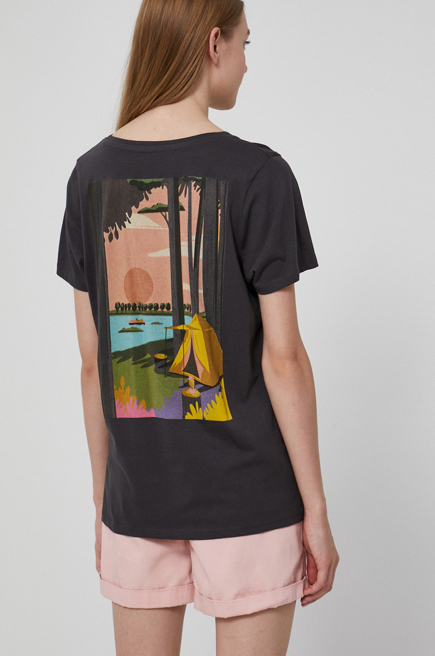 T-shirt damski by Justyna Frąckiewicz, Summer Posters szary 100 % Bawełna