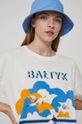 kremowy T-shirt bawełniany damski by Ola Jasionowska, Summer Posters kremowy