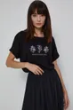 T-shirt damski z bawełny organicznej czarny 100 % Bawełna organiczna