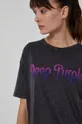 szary T-shirt bawełniany damski z nadrukiem Deep Purple szary