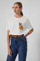 kremowy T-shirt bawełniany damski kremowy z kolekcji Możliwości - Fundacja Wisławy Szymborskiej