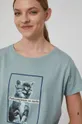 T-shirt bawełniany damski turkusowy z kolekcji Możliwości - Fundacja Wisławy Szymborskiej Damski