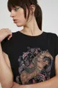 T-shirt damski bawełniany z nadrukiem czarny 100 % Bawełna organiczna