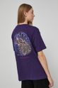 winogronowy T-shirt bawełniany damski z nadrukiem fioletowy Damski