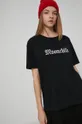 T-shirt bawełniany damski z nadrukiem czarny czarny