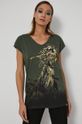 militarny T-shirt bawełniany damski z kolekcji The Witcher zielony