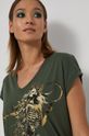 T-shirt bawełniany damski z kolekcji The Witcher zielony Damski