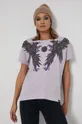 T-shirt bawełniany damski z kolekcji The Witcher fioletowy 100 % Bawełna