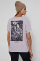 fioletowy T-shirt bawełniany damski z kolekcji The Witcher fioletowy