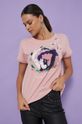 pastelowy różowy T-shirt bawełniany z kolekcji Design by Śliwka Nałęczowska damski różowy Damski