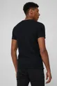 T-shirt bawełniany męski z guzikami czarny  100 % Bawełna