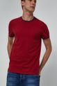 czerwony T-shirt męski slim w drobny wzór czerwony