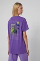 T-shirt bawełniany z nadrukiem unisex fioletowy