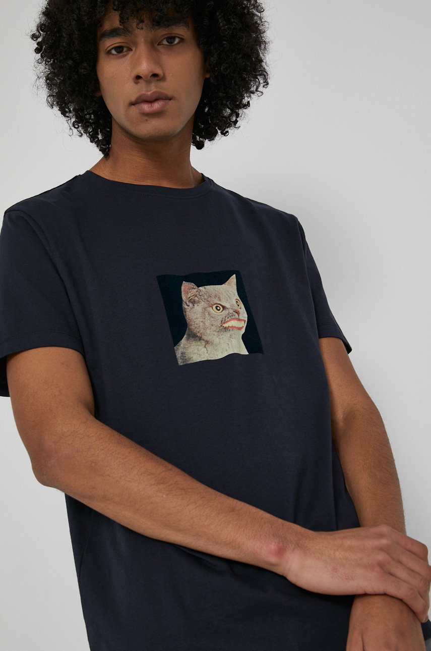 T-shirt bawełniany męski granatowy z kolekcji Możliwości - Fundacja Wisławy Szymborskiej Męski