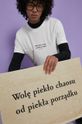 kremowy T-shirt bawełniany męski kremowy z kolekcji Możliwości - Fundacja Wisławy Szymborskiej Męski