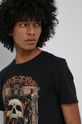 czarny T-shirt z bawełny organicznej męski z nadrukiem czarny