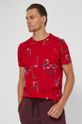 T-shirt bawełniany z motywem nart czerwony 100 % Bawełna