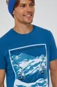 T-shirt męski z motywem zimowym niebieski Męski
