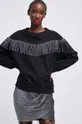 czarny Bluza damska z ozdobną aplikacją kolor czarny
