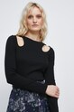 Longsleeve bawełniany damski prążkowany z domieszką elastanu czarny RW22.BUD401 czarny