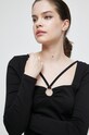 Longsleeve bawełniany damski gładki z domieszką elastanu czarny RW22.BUD501 czarny