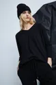 Bavlnené tričko s dlhým rukávom dámske by Rafał Wechterowicz čierna farba čierna