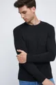 Pánske bavlnené tričko s dlhým rukávom čierna