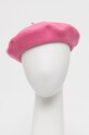 Beret wełniany damski różowy RW22.CAD304 różowy RW22