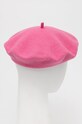 Akcesoria Beret wełniany damski różowy RW22.CAD304 różowy