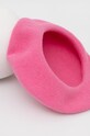 Beret wełniany damski różowy różowy RW22.CAD304