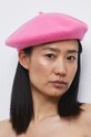 Beret wełniany damski różowy wełna różowy RW22.CAD304