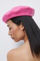 Beret wełniany damski różowy RW22.CAD304 różowy