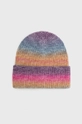 multicolor Czapka z domieszką wełny beanie multicolor Damski