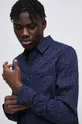 Bavlnená košeľa pánska s klasickým golierom tmavomodrá farba