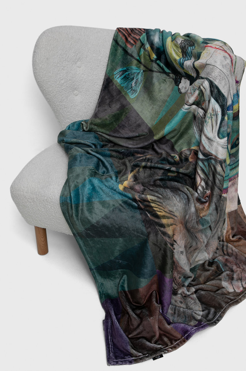 multicolor Koc z wzorzystego materiału 160 x 220 cm by Olaf Hajek Unisex