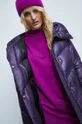 Páperový kabát dámsky zateplený fialová farba
