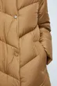Péřový kabát zateplený béžová barva Dámský