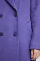 Kabát s prímesou vlny dámsky fialová farba