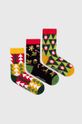 multicolor Skarpetki damskie bawełniane świąteczne (3-pack) kolor multicolor Damski