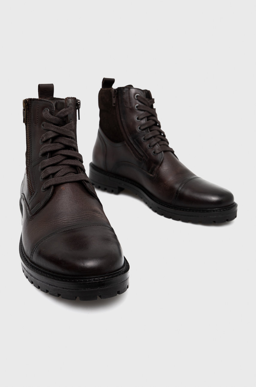 Buty wysokie męskie skórzane kolor brązowy Cholewka: Skóra naturalna, Skóra zamszowa, Wnętrze: Materiał tekstylny, Skóra naturalna, Podeszwa: Materiał syntetyczny