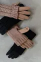 Rękawiczki damskie z dzianiny beżowe 93 % Poliester, 7 % Elastan
