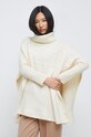 Poncho damskie kremowe średniej grubości beżowy RW22.SAD400