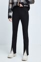 Legginsy damskie gładkie czarne z elastanem czarny RW22.SPD604