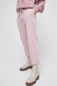 Spodnie dresowe damskie gładkie kolor różowy pastelowy różowy