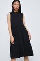 Sukienka z wiskozy czarna czarny RW22.SUD012