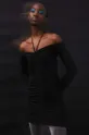 czarny Sukienka damska z ozdobnymi marszczeniami kolor czarny Damski